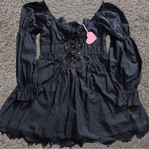 Dolls Kill Black Pinstripe Mini Dress